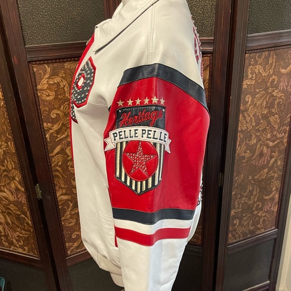 Red and white vintage, Pelle Pelle, leather bomber jacket - Picture 5 of 7